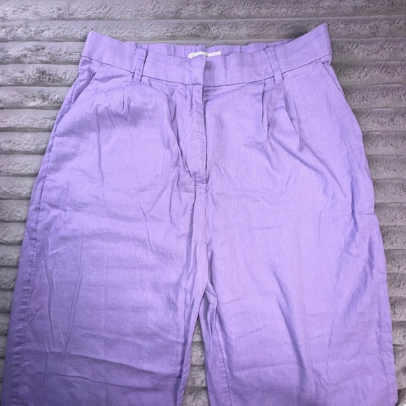 Abercrombie & Fitch Pants Women's‎ Medium Lilac Linen Blend Wide Leg High Waist - Picture 7 of 15